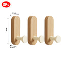 Self Adhesive Wall Hooks Nordic Wooden Hooks for Hanging Coat Clothes Bathroom Kitchen Towel Storage Hanger Entryway Key Holder