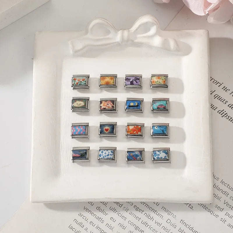 9mm Original Design Dream Transport the Stars Moon Seabeach Ships Stainless Steel Charm Italian Bracelet Link Making DIY Jewelry