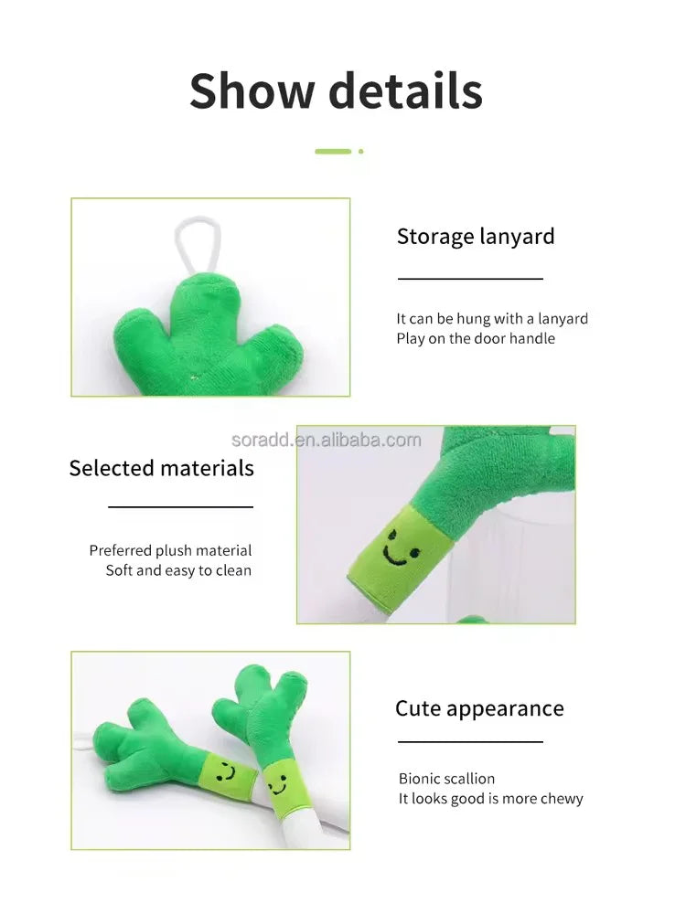 Plush Pet Chew Toys Bite Resistant Simulated Scallion Bell Sounding Teeth Cleaning Interactive Playing Supplies For Dog Cat