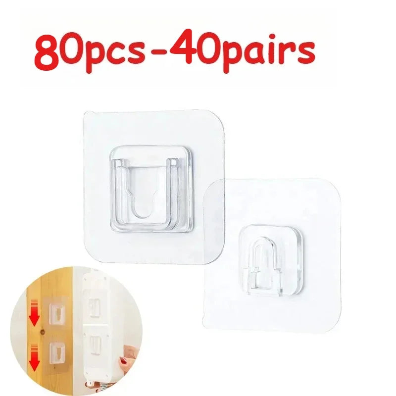 Double Sided Adhesive Wall Hooks Hanger Strong Transparent Suction Cup Storage Socket Hooks Bathroom Kitchen Bedroom Hook Kit