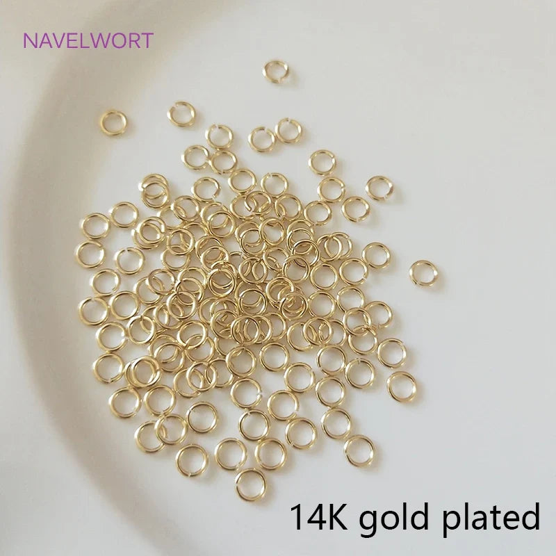 Multi Size 14K/18K Gold Plated Open Jump Ring Connecting Rings For Jewelry Making Supplies Brass Split Rings Jewelry Accessories