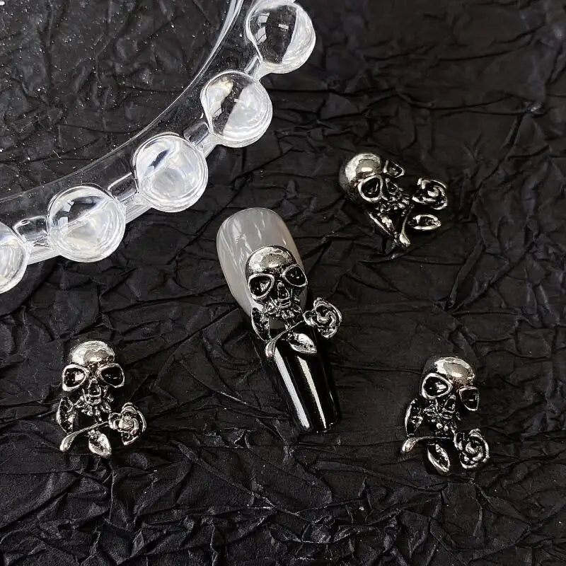 10pcs Gothic Punk Style Nail Art Charms Antique Silver Alloy  Jesus Catholic Cross Accessories Devil Angel Nail Decorations