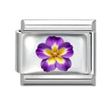 2026 Women's UV Style Purple 3D Flowers Books Candle Italian Charm Link Fit 9mm Stainless Steel Module Bracelet Making Jewelrys