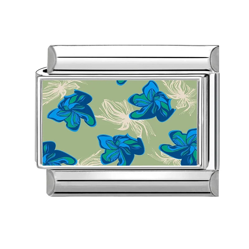 Fashion Colored Color Charms Flowers Lycoris Radiata Italian Link Fit 9mm Stainless Steel Bracelet Jewelry Making DIY Gift