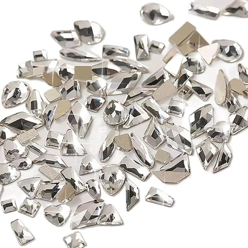 200/50PCS 3D Nail Rhinestones Flat Back Mini Diamond Stone Gems Glass Clear Crystal Nail Art Charms DIY Manicure Accessories