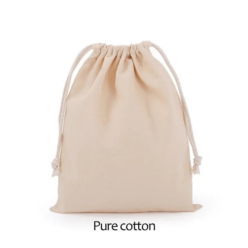 Cotton Cloth Gift Packaging Bag Drawstring Storage Bags White Canvas Bags for Candy Reusable Pouch Home Sundries Organize Sacks